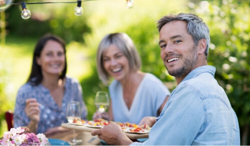 Friends eating outside